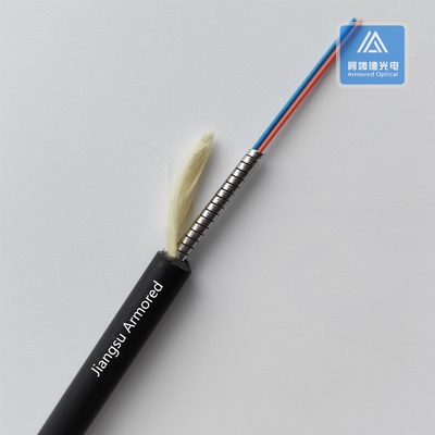 Duplex SM FTTA  Spiral Armored Fiber Cable 7.0mm Black LSZH Rodent Resistant FTTH CPRI Cable